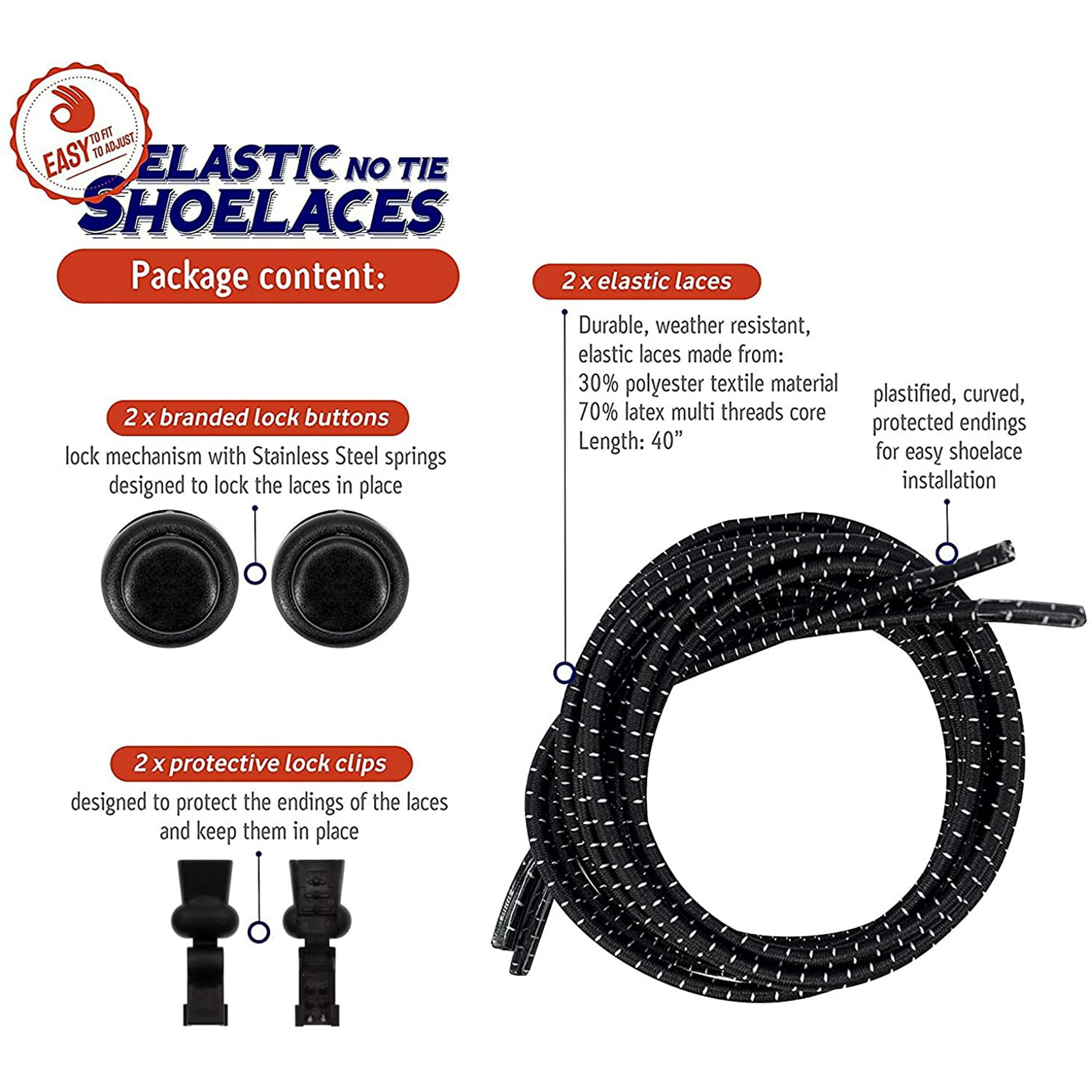 Lacets Élastiques Sans Lien avec Dispositif de Verrouillage