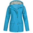 thumbnail image 1 of Women Solid Rain Jacket Outdoor Plus Size Waterproof Hooded Raincoat Windproof, 1 of 2