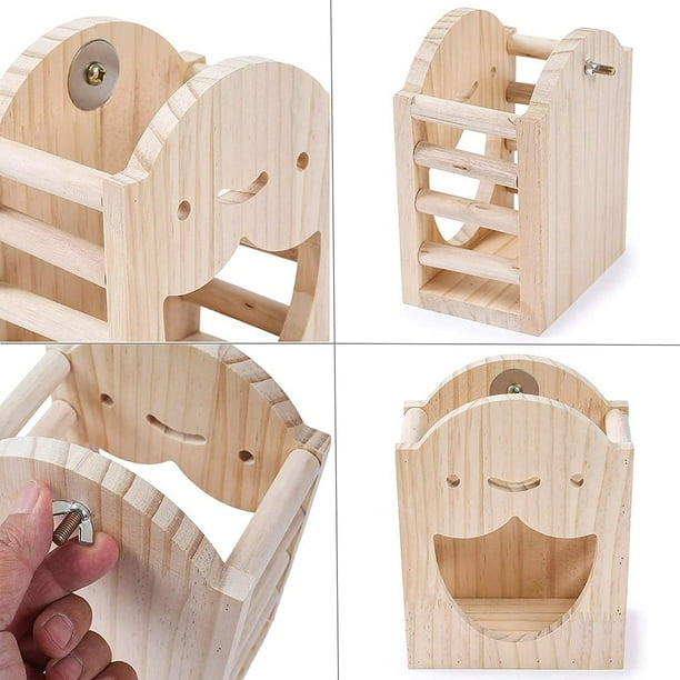 Wood Hay Feeder Less Wasted Wooden Food Feeding Rack Guinea Pigs
