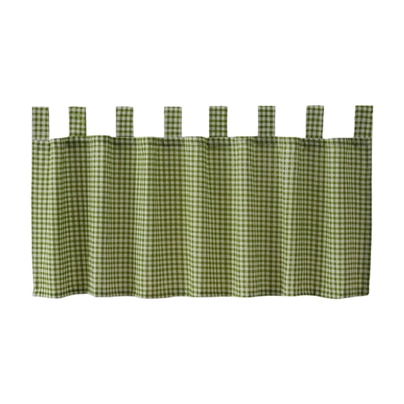 Hvot&aat Gingham Checkered Tab Top Valance Curtain, Farmhouse Kitchen Cafe Drape, Rustic Short Window Topper for Bedroom, Bathroom & Living Room