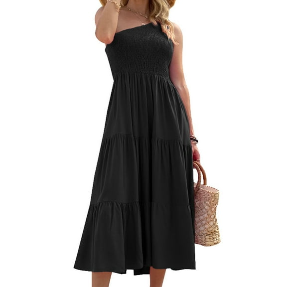 Summer dress, Polyester, Black, XL