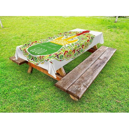 

Rasta Outdoor Tablecloth Reggae Music Makes Me Feel Words Jamaican Island Cultureic Guitar Decorative Washable Picnic Table Cloth 58 X 104 Green Yellow