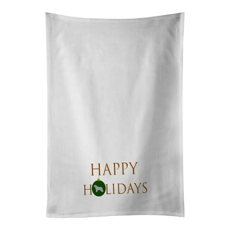 

Spanish Water Dog Happy Holidays White Kitchen Towel Set of 2 19 in x 28 in