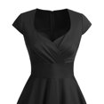 thumbnail image 4 of Vestido de cóctel retro vintage de los años 50 con falda plisada y escote en V estilo rockabilly, 4 of 6