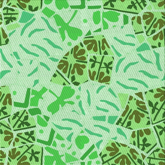 Ahgly Company Machine Washable Indoor Square Transitional Jade Green Area Rugs, 7' Square