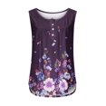thumbnail image 4 of USSUMA Plus Womens Tops Dressy Casual Pleated Flowy Tank V Neck Women's Tunics Floral Print Button Vest Basic Tee T Shirts for Women Sleeveless Summer Blouses Trendy, 4 of 5
