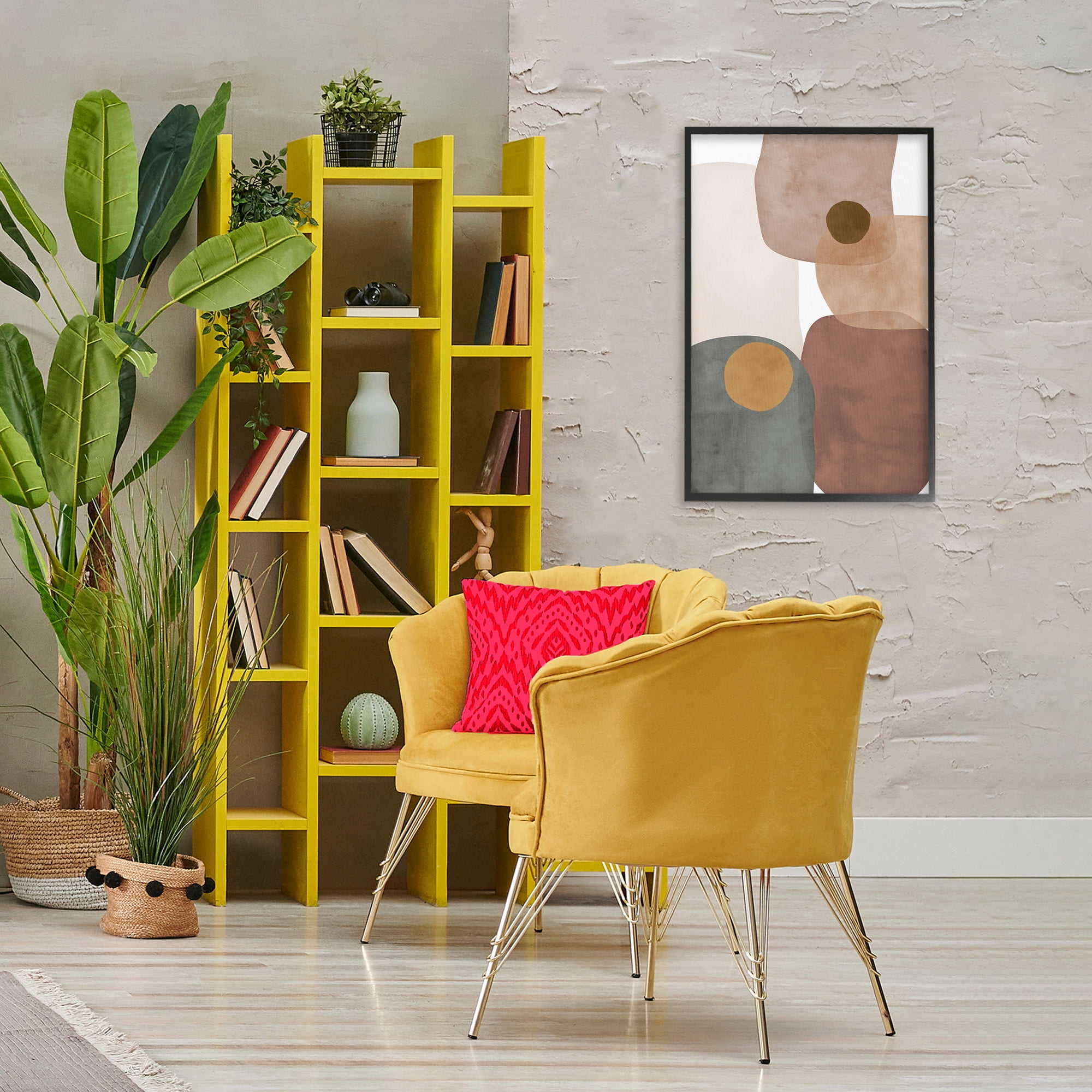 Stupell Industries Southwestern Natural Shapes Abstract Painting Black Framed Art Print Wall Art, 20 x 30