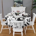 thumbnail image 2 of Black and White Halloween Doodle Pattern Round Tablecloth 60"x60",Wrinkle Wipeable Table Cloth for Kitchen Dining Room Picnic Patio Party, 2 of 6