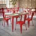 thumbnail image 5 of Flash Furniture Declan Commercial Indoor/Outdoor Dining Table with Umbrella Hole, 30" x 60" All Weather Brown Poly Resin Top and Red Steel Base, 5 of 11