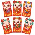 thumbnail image 1 of BeesClover 6 Pcs Enveloppes Rouges du Nouvel An Chinois Année du Dragon Dessin Animé 3D Enveloppes de Poche Rouges Sac à Chance pour Fête Festival de Printemps, 1 of 7