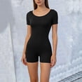 thumbnail image 5 of Yigetop Combinaison de Sommeil Extensible Col Rond Manches Courtes Côtelée Ajustée Confortable Quotidienne Décontractée Maison & Extérieur Pyjama Combinaison Noir TP, 5 of 5