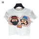 thumbnail image 1 of Camiseta de dibujos animados Mujer Casual Manga corta Cuello redondo Sexy Chaqueta, Blanco, M Jumpingount AP001535-01B, 1 of 7