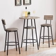 thumbnail image 2 of Bar Table and Chairs Set,Round Bar Table with 2 Bar Stools, Small 2-Tier Round Bistro Pub Dining Table, PU Upholstered Stools, 23.62'' W x 23.62'' D x 35.43'' H,Grey, 2 of 6