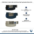 thumbnail image 5 of CTM Fabric Belt with Brass Flip Top Buckle (Pack of 3) (Men), 5 of 5