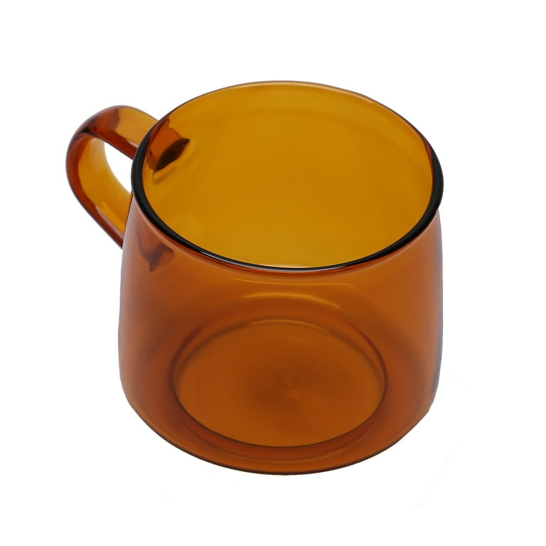 17 oz Glass Coffee Mugs with Handle Clear Amber Milk Cup Wide