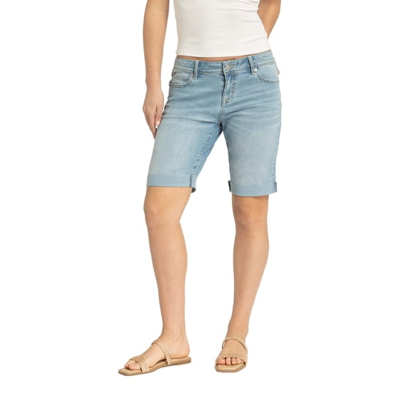 Jordache Women's High Rise Relaxed Bermuda Denim Shorts, Sizes 2-22