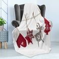thumbnail image 4 of Christmas Soft Flannel Fleece Throw Blanket, Traditional Xmas Celebration Items Hanging from Rope Clothespins Retro, Cozy Plush for Indoor and Outdoor Use, 60" x 80", Red Cream Tan, by Ambesonne, 4 of 5