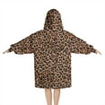 thumbnail image 2 of Brown and Black Leopard Print Blanket Hoodies for Kids 6-13YR Oversize Wearable Blanket Hoodies for Boys Girls Teens, 2 of 7