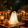 thumbnail image 5 of Halloween Wizard Ghost Light Up Decoration, Outdoor Spooky Stand Up Ghost with Witch Hat Warm Glowing Ornament, for Front Door Entrance Home Yard Garden Party Layout Display, 5 of 6