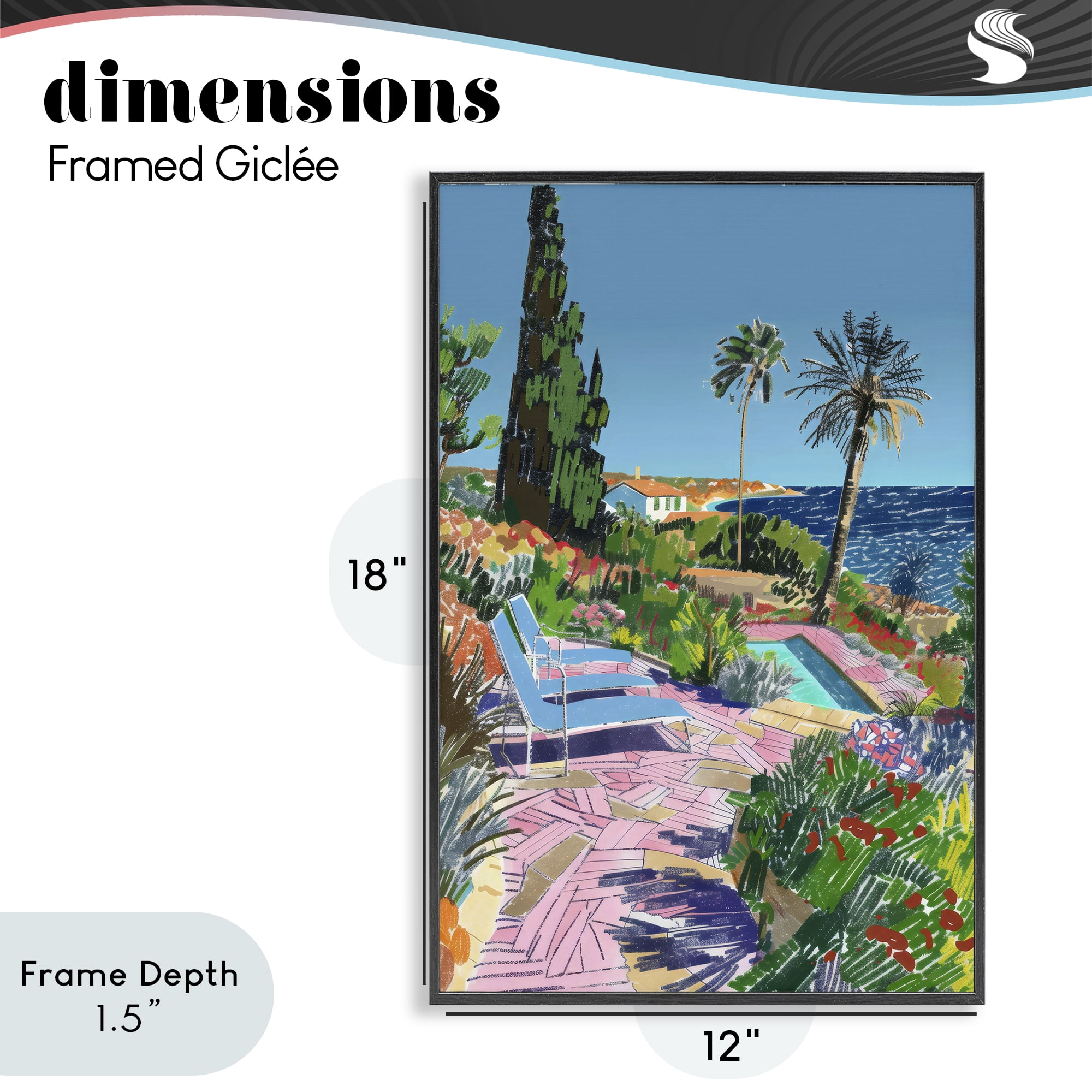 Stupell Industries Pool View to Ocean Black Framed Giclee Art, design by Creative Studio