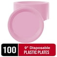 thumbnail image 4 of Exquisite 9" Pink Disposable Party Plastic Plates, 100 Count, Heavy Duty 350 GSM Plate, 4 of 9