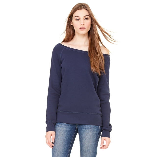 Sudadera de mujer con cuello ancho y forro polar NAVY L Bella + Lienzo 7501