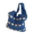 thumbnail image 2 of Bolso de mano de punto, bolso de mano para mujer, bolso de hombro de moda para el trabajo de verano. Azul, 2 of 9