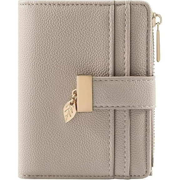 ZLCWallet Women Bifold Leather Wallets for Women Credit Card Holder with ID Window Zipper Coin Pocket Taupe