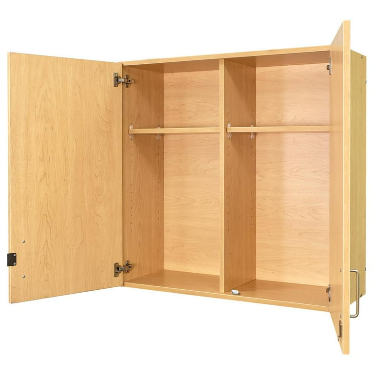 Tot Mate 4 Section Wall Cabinet Lockable Classroom Storage, Maple