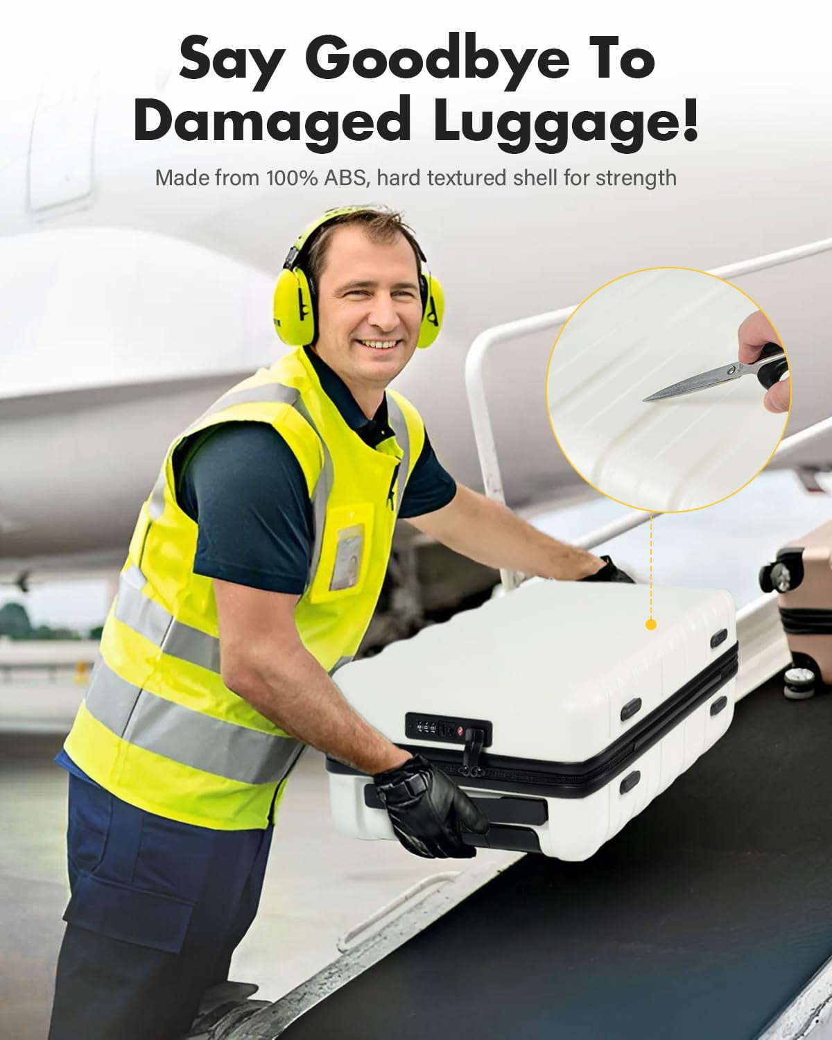 16 Inch Airline Approved Underseat Carry On Luggage, Lightweight Hard Shell Personal Item Suitcase with TSA Lock & Spinner Wheels, Beige for Travel