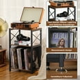 thumbnail image 3 of Vinyl Record Stand, Side Table with Magazine Holder, 2 in 1 Design End Table Living Room, Bedroom Nightstand Side Magazine Table, Rustic Brown, 3 of 7