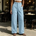 thumbnail image 7 of hoksml Women's Barrel Leg Pants Button Front High Waisted Wide Leg Trousers with Pockets for Daily Wear And Everyday Commuting, 7 of 7