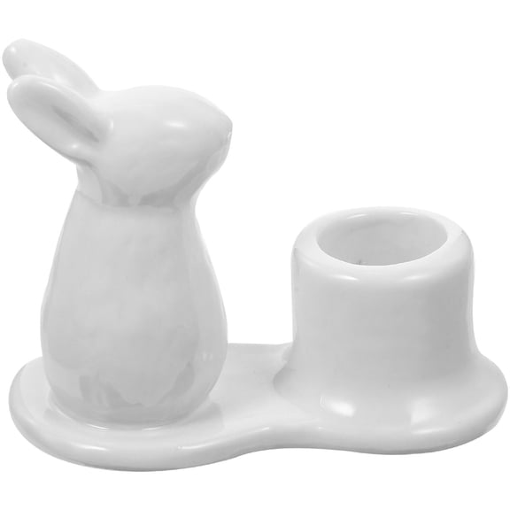 LEORX Ceramic Bunny Candle Holder, White, Beautiful and Stable, Home Table Decoration