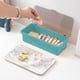 thumbnail image 4 of Caja de almacenamiento transparente con tapa abatible y orificios de drenaje, organizador de cubiertos para palillos, cucharas, cuchillos y tenedores, apilable para encimera., 4 of 6