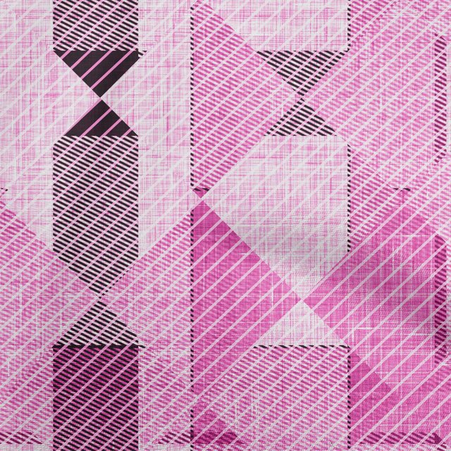 oneOone Rayon Fuschia Pink Fabric Check Sewing Craft Projects Fabric Prints By Yard 56 Inch Wide