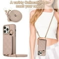 thumbnail image 5 of ELEHOLD Case for iPhone 14 Pro Max,Detachable Lanyard Crossbody Leather Wallet Case with Ring Holder & Mirror,Khaki, 5 of 8