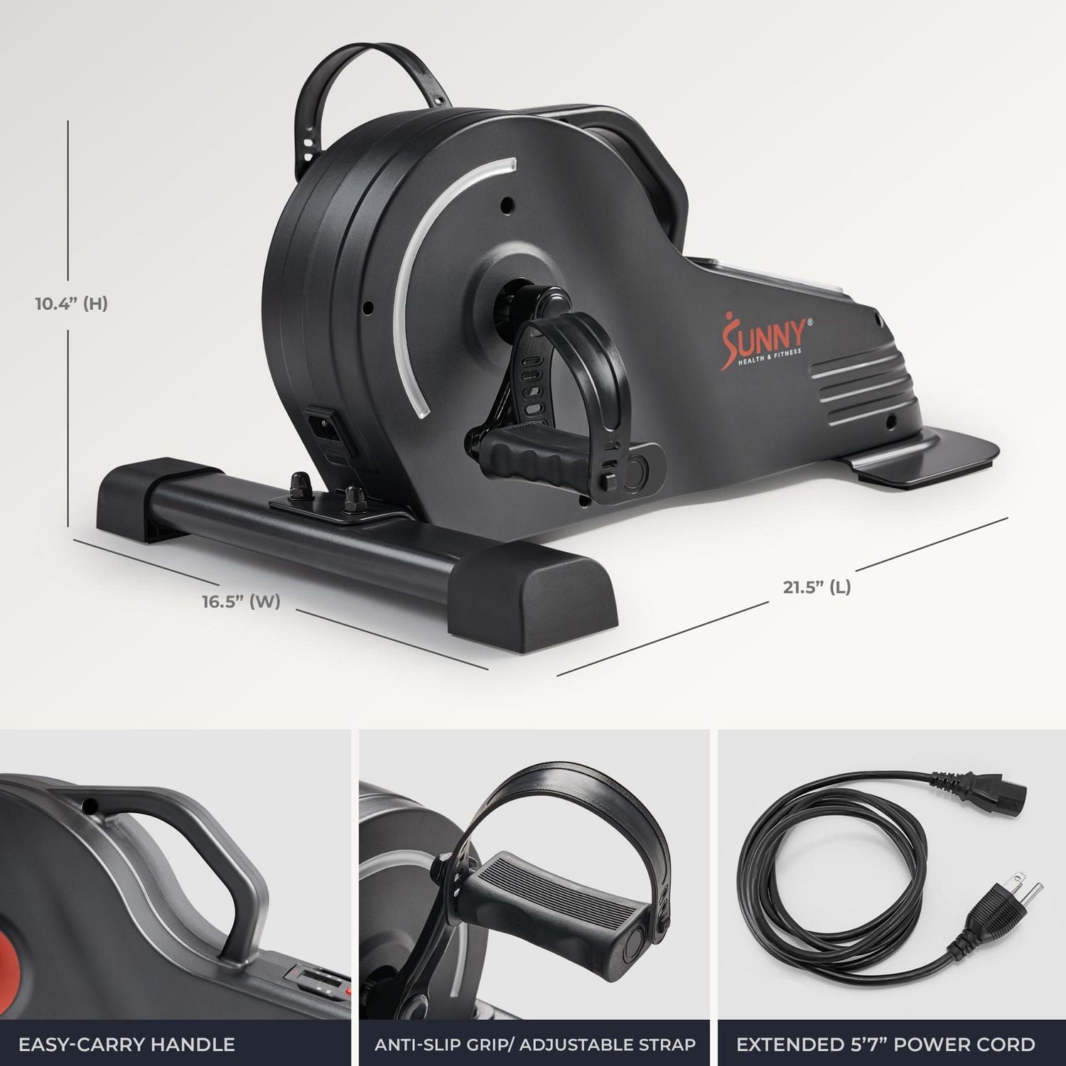 Sunny Health & Fitness Pédalier Intelligent 2-en-1, Pédalier Motorisé Sous Bureau, Vélo Mini Portable pour Seniors, Entraînement Cyclique à Domicile & Bureau, Connectivité Bluetooth Exclusive avec l'A