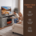 thumbnail image 3 of Electric Fireplace TV Stand for TVs up to 75", Farmhouse Entertainment Center with Fireplace, Grey, 3 of 8