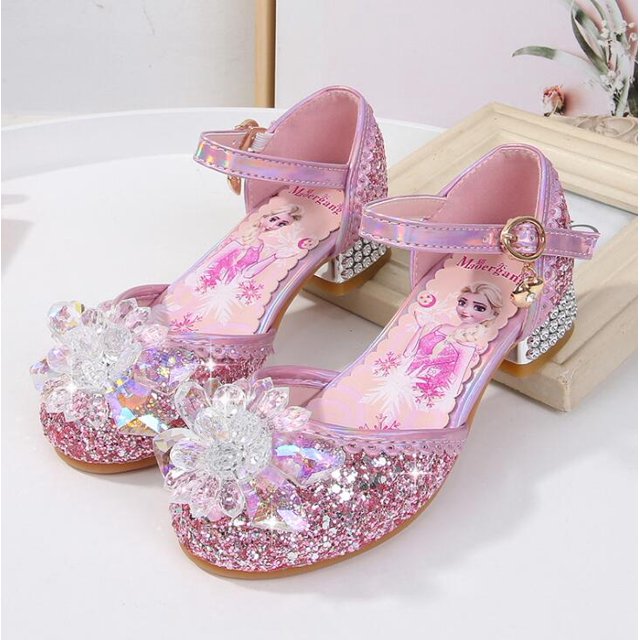 Princess Summer Anna Zapatos para niños para niñas Zapatos de cuero para niños Elsa Dancing High Heels Chaussure Enfants Sandals Party Shoes23-Insole 15.5CM Gao Jinjia LED