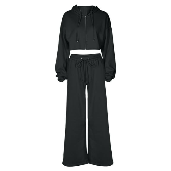 HKEJIAOI Sweatsuits for Women Set 2 Piece Tracksuits Outfits Casual Long Sleeve Crop Hoodie Jogger Pants Matching Sets