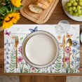 thumbnail image 4 of Spring Floral Placemats Set of 12, Pink Blue Flowers Butterfly Wooden Placemats for Dining Table, Place Mats for Kitchen Tabletop, Waterproof Wipeable Dining Table Mats Set, 4 of 9