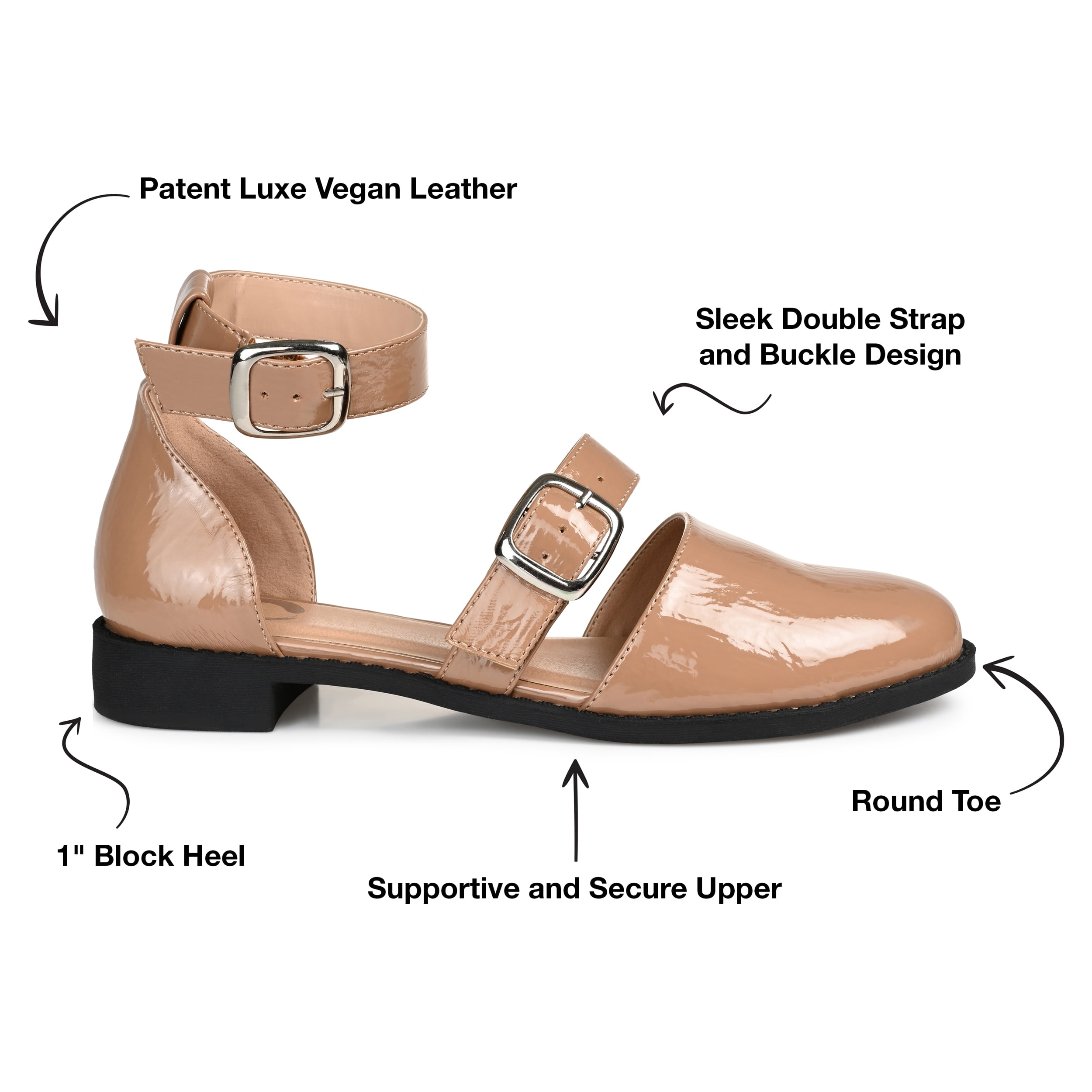 Journee Womens Constance Buckle Round Toe Mary Jane Flats, Widths Available