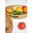thumbnail image 4 of HITOMEN 11.8" Hand-Woven Round Rattan Serving Tray Decorative Wicker Trays with Handles for Coffee Table (Natural-M), 4 of 5