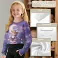 thumbnail image 6 of COEQINE Girls Crop Top Sweatshirt Long Sleeve Crewneck Fall Winter Pullover Cute Casual Loose Fit Streetwear Clothes for Teen Kids Age 5-6, Highland Cow Moon Lavender, 6 of 7