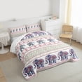 thumbnail image 4 of Manfei Cartoon Hippie Elephant Bedding Comforter Set for Teen, Vintage Damask Floral Twin Comforter Sets, Western Triangle Reversible Bedding Set, Luxury Bedroom Decor, 2pcs, 4 of 9
