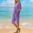 thumbnail image 5 of Womens Sets 2 Piece Outfits Casual Short Sleeve Button Down Shirt and Shorts Loungewear Summer Clothes, 5 of 7