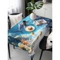 thumbnail image 6 of Shark Coastal Table Cloth, Summer Beach Coral Ocean Nautical Waterproof Tablecloth for Rectangle Tables, Reusable Washable Fabric Table Cover for Restaurant Kitchen Dining Tables 60"x120", 6 of 6