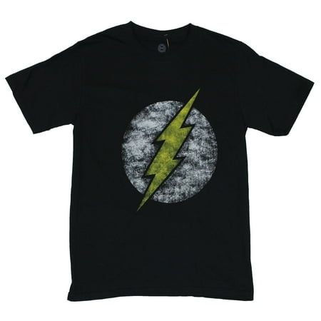 Flash (DC Comics) Mens T-Shirt  - Classic Distressed Logo (Best Flash Sale Sites For Men)