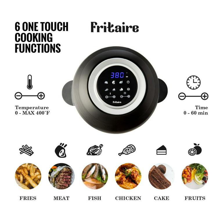 Fritaire Fritaire, Self-Cleaning Glass Bowl Air Fryer, 5 qt. 6 Functions, BPA  Free, Rotisserie/Tumbler, Black Fritaire-01-BL - The Home Depot