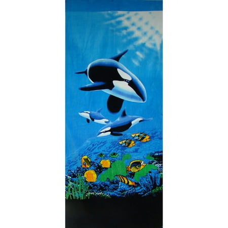 Textiles Plus Inc. Killer Whale 100pct Cotton Beach Towel